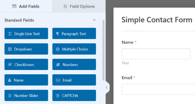 WPforms 拖放生成器