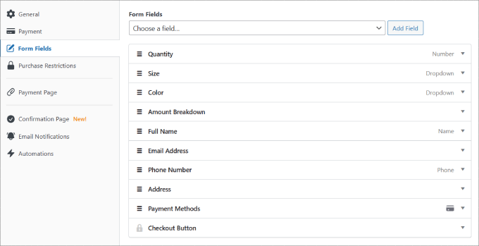 Form fields 