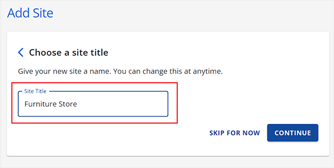 Add a site title for your furniture store