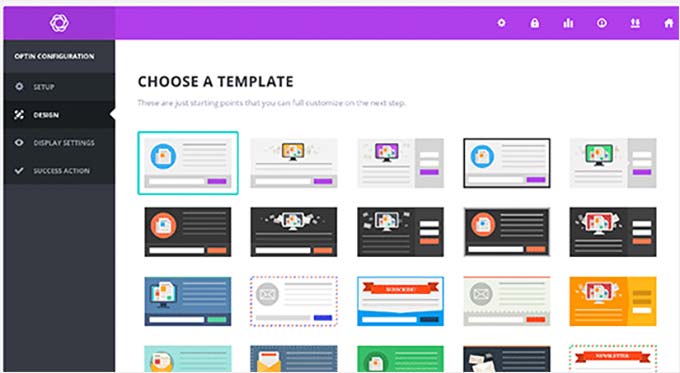 Choose a popup template in Bloom