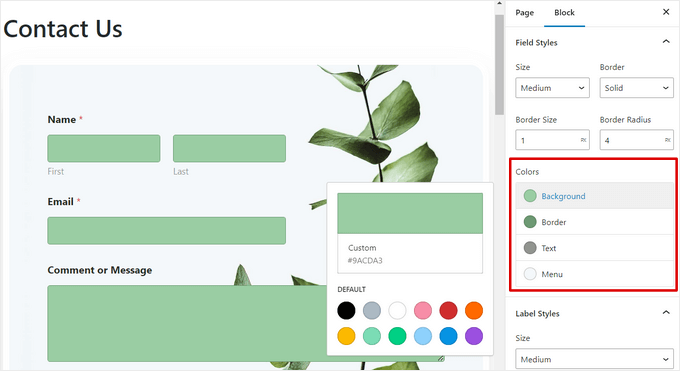 Change field color