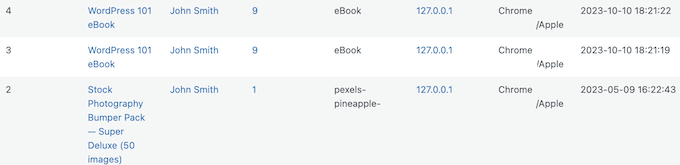 Viewing your website's file download log