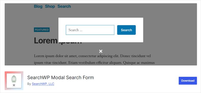 The SearchWP modal search free WordPress plugin