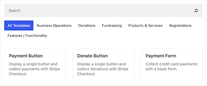 Choosing a payment form template