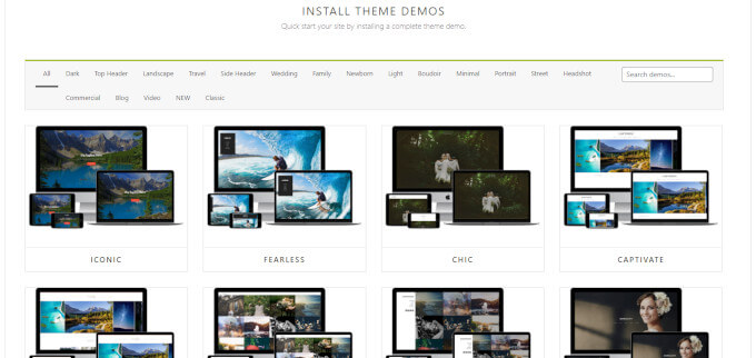 Photocrati theme demos