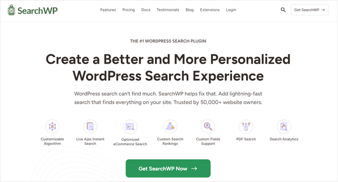 The SearchWP search plugin for WordPress