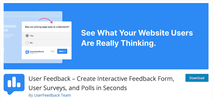 The free UserFeedback WordPress plugin