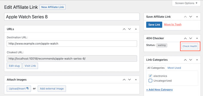 Checking the health of your affiliate links in WordPress