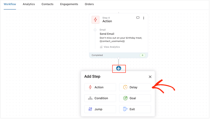 Adding delays inbetween steps in an automated workflow