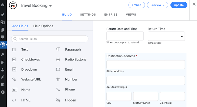 Adding fields to a WordPress form