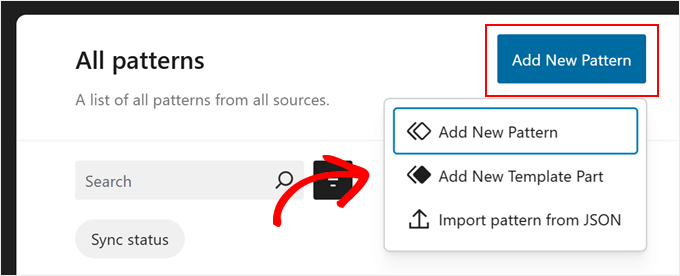 Adding a new pattern or template part in FSE