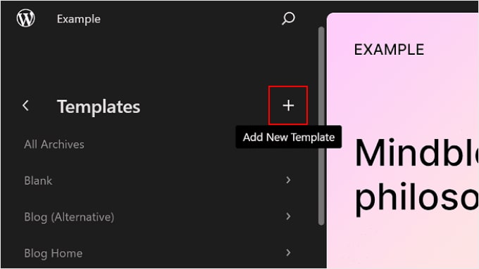 Adding a new template in WordPress Full Site Editor