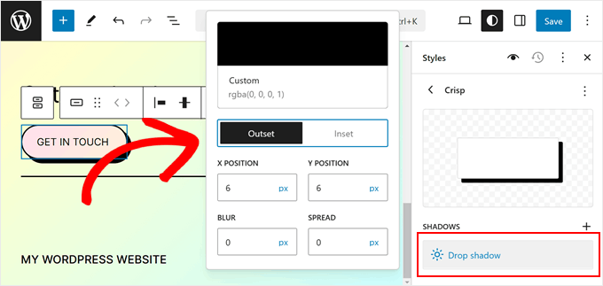 Editing the drop shadow effects in FSE