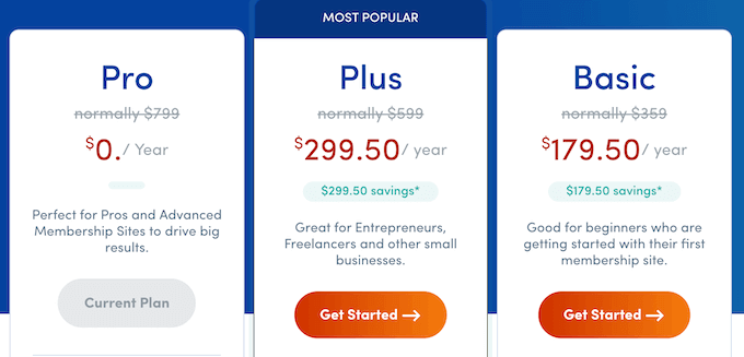 The MemberPress pricing plans