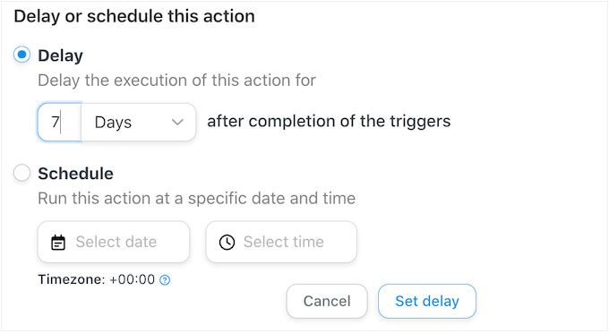 Scheduling automation workflows and adding a delay