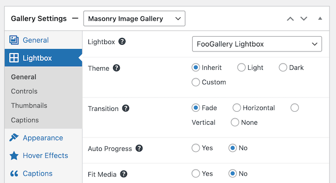 Configuring a lightbox popup 