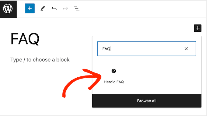 Adding questions and answers to your site, using the FAQ block