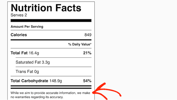 Adding a nutrition disclaimer to your WordPress website or blog