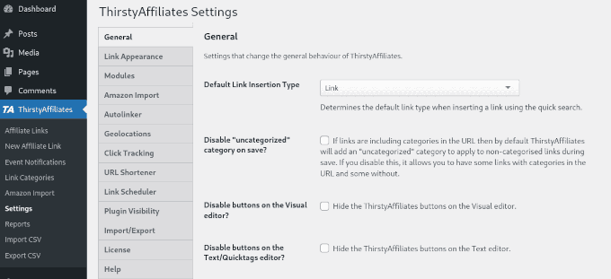 ThirstyAffiliates Dashboard