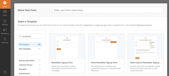 The WPForms form builder plugin 