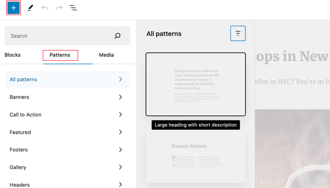 Adding Block Patterns in the Block Editor