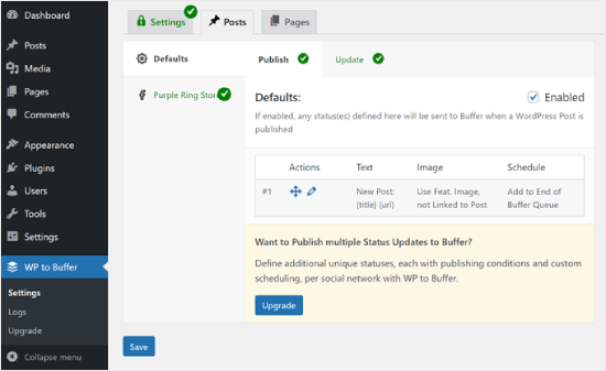 WP to Buffer dashboard