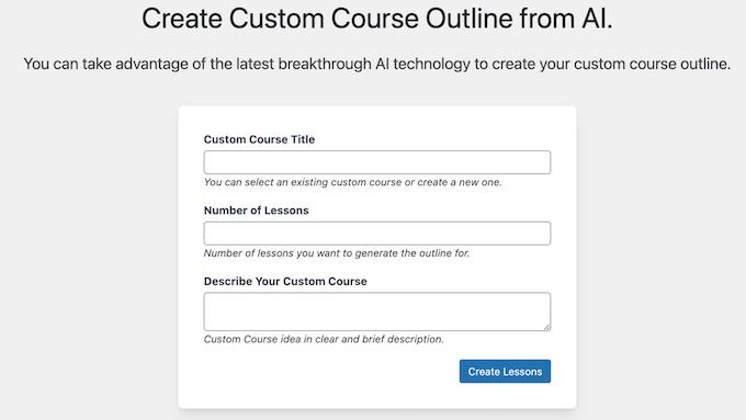 Creating a course outline using AI