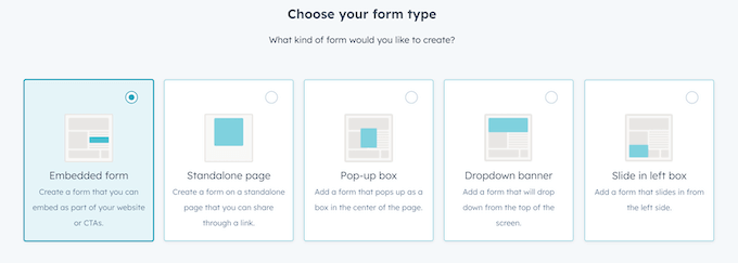 Creating a form in the HubSpot dashboard 