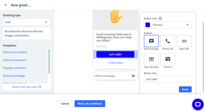 Customizing the targeted messaging template in WordPress