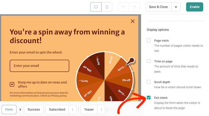 Creating an exit intent popup using Omnisend