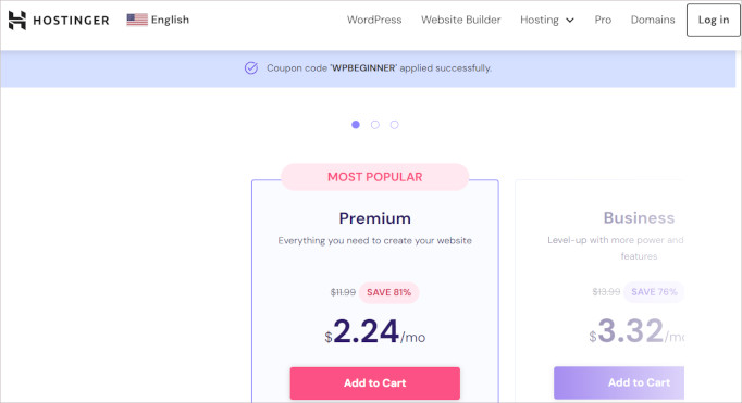 Hostinger pricing plans for WPBeginner users