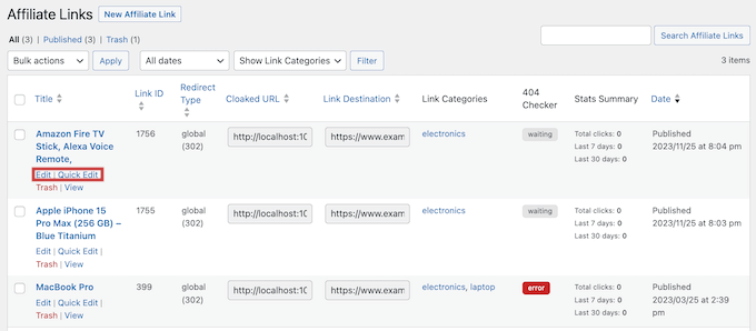 Gestion des liens d'affiliation avec ThirstyAffiliates