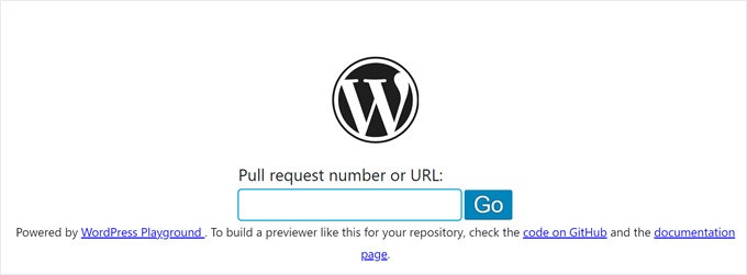 Inserting a pull request number or URL in WordPress Playground