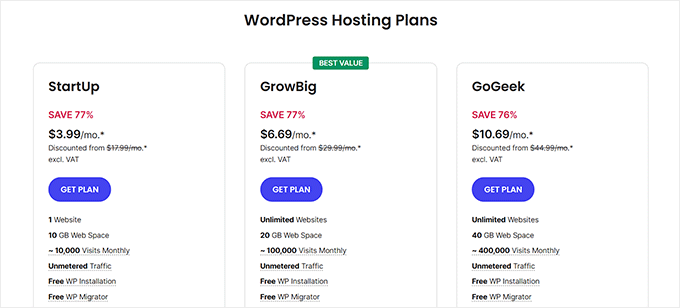 SiteGround pricing