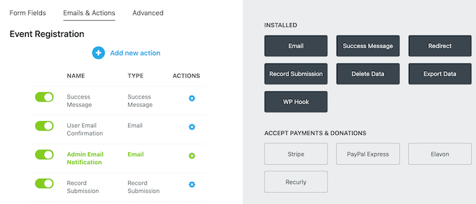 Adding post-form submission actions to a form