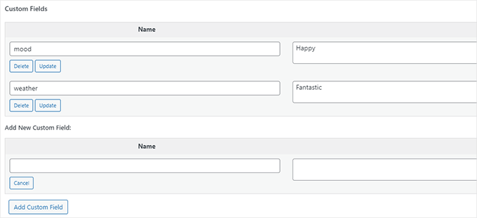 Adding custom fields