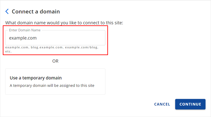Connecting an external domain name in Bluehost