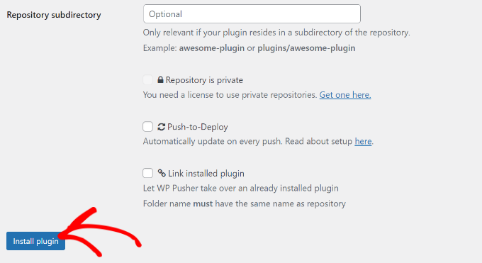 Click install plugin button