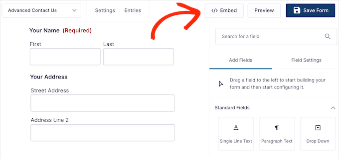 Adding forms to a WordPress page or post