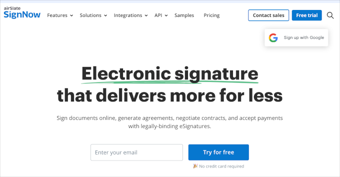 signNow homepage