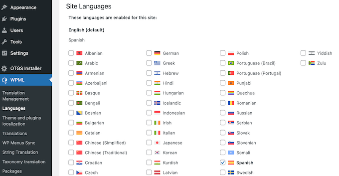 The WPML translation dashboard