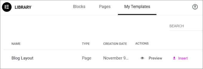 Saving page designs as reusable templates