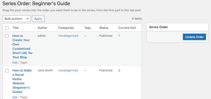 Managing your post series