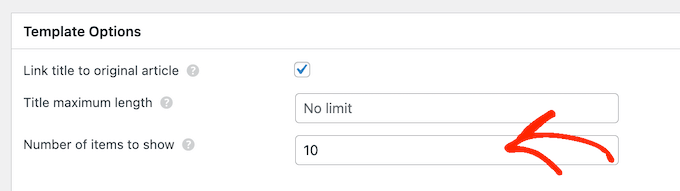 Setting the maximum number of posts in an RSS feed