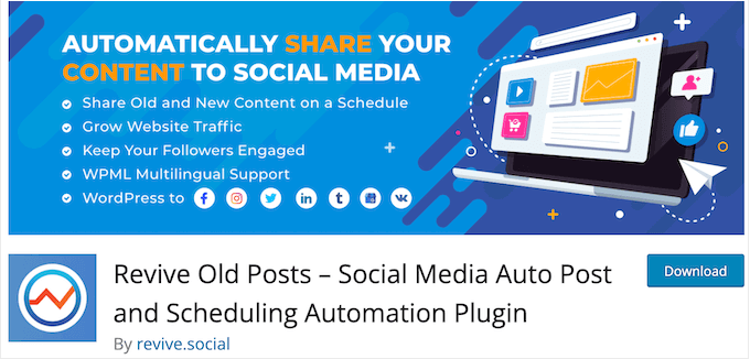The free Revive Old Posts social sharing plugin for WordPress
