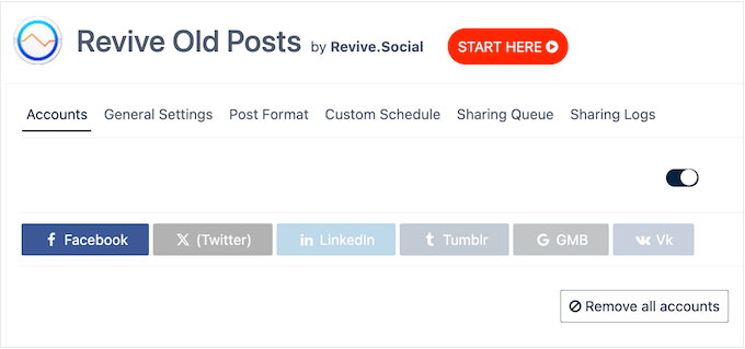 The Revive Old Posts WordPress plugin dashboard