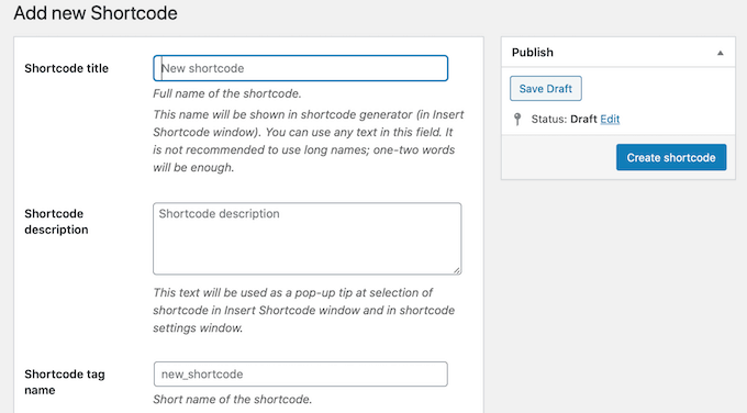 A user-friendly Shortcode Creator