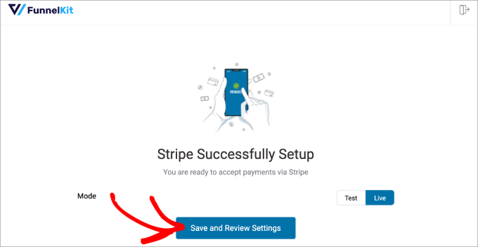 stripe successfully setup funnelkit