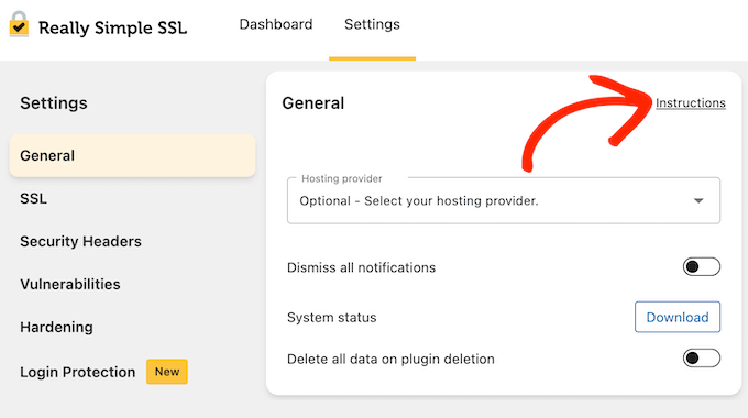 Getting help in the Really Simple SSL dashboard 