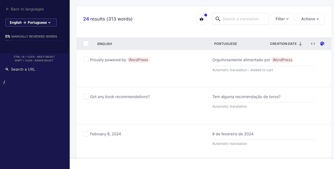 Weglot's centralized dashboard